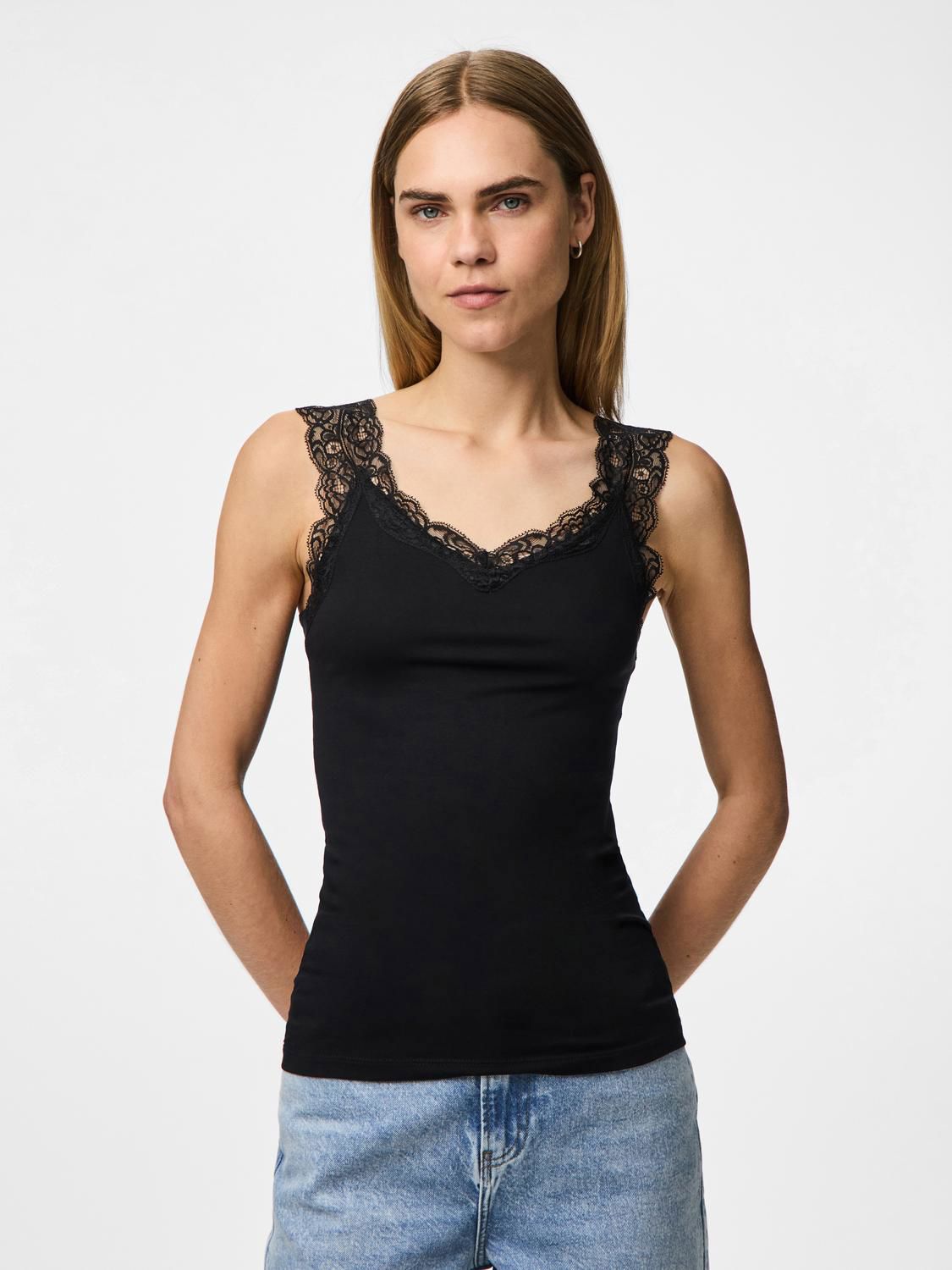 PCBARBERA LACE TOP NOOS BC Black