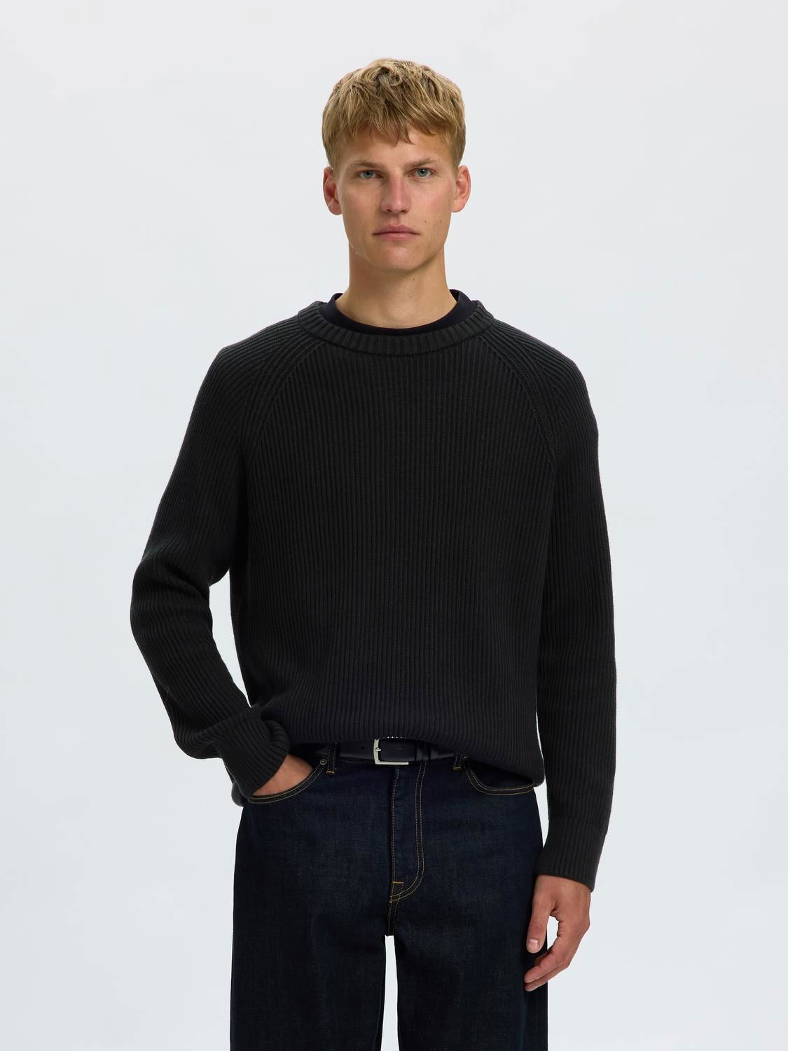 Slmcarlos Ls Cable Crew Neck Noos