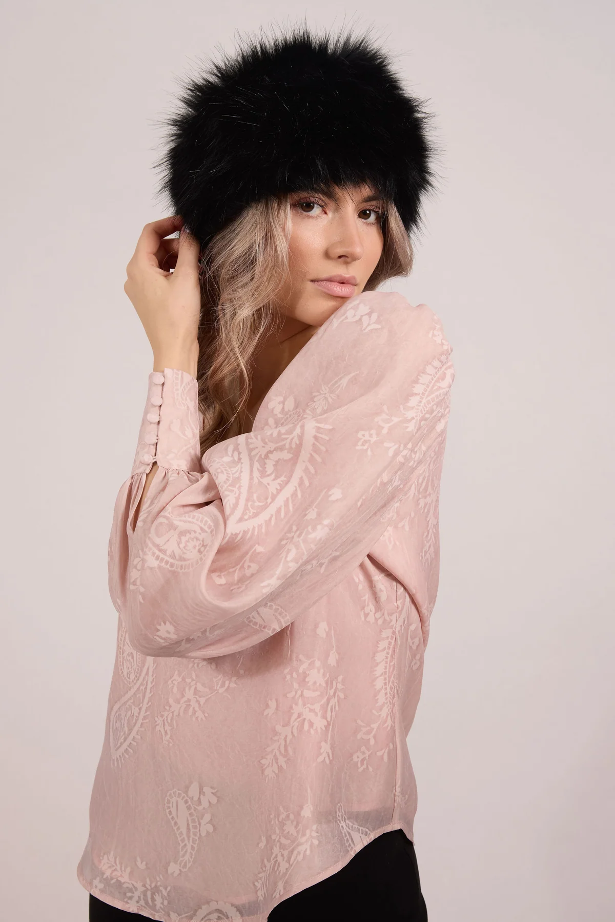 Faux faur adjustable head band
