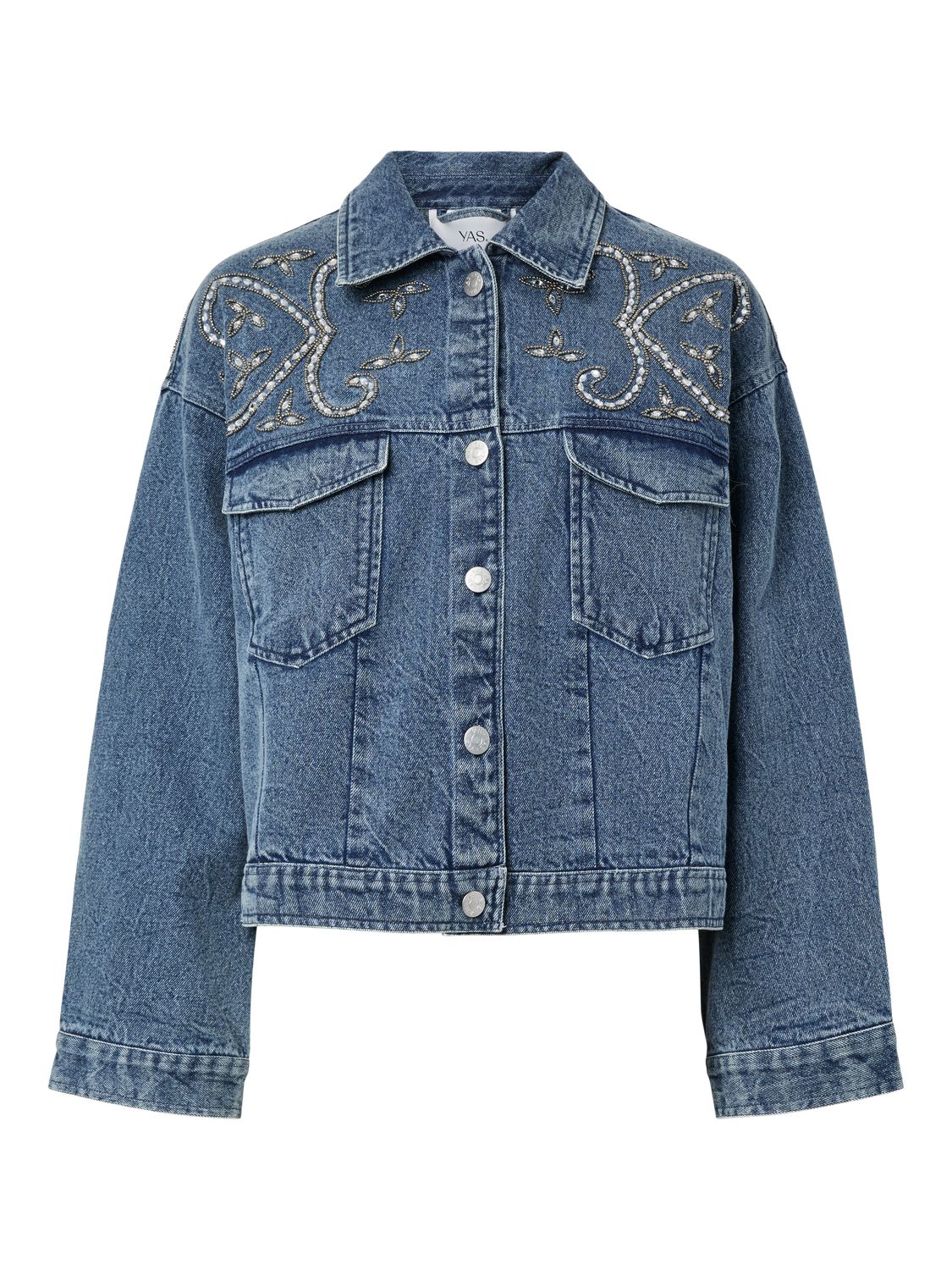 YASVISION LS DENIM EMB JACKET FEST LIGHT BLUE DENIM