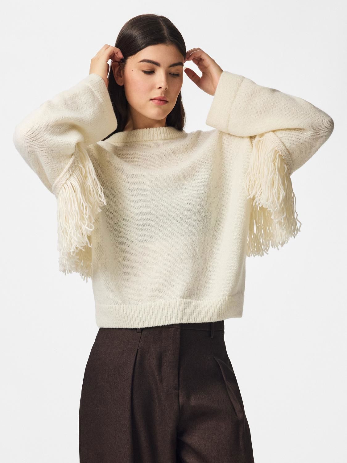 Pciva Ls O-Neck Fringes Knit Bc D2d