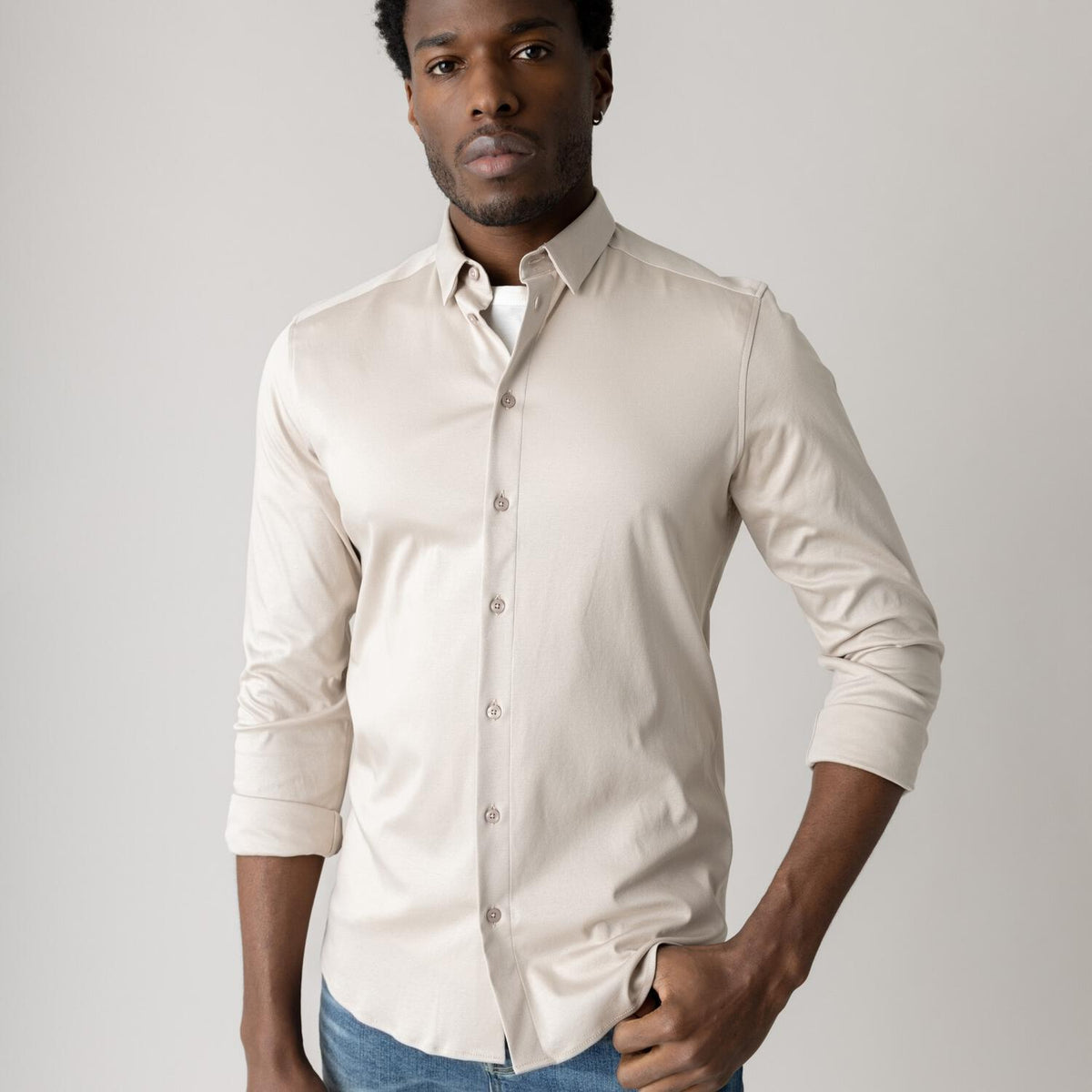 MMGMARCO JERSEY SHIRT, CHATEAU GRAY