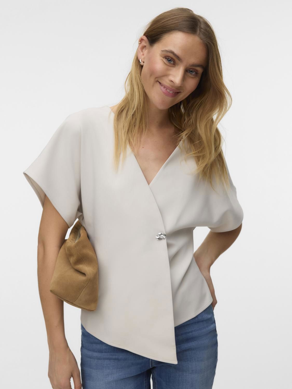 Vmsonja Ss V-Neck Top Wvn Exp