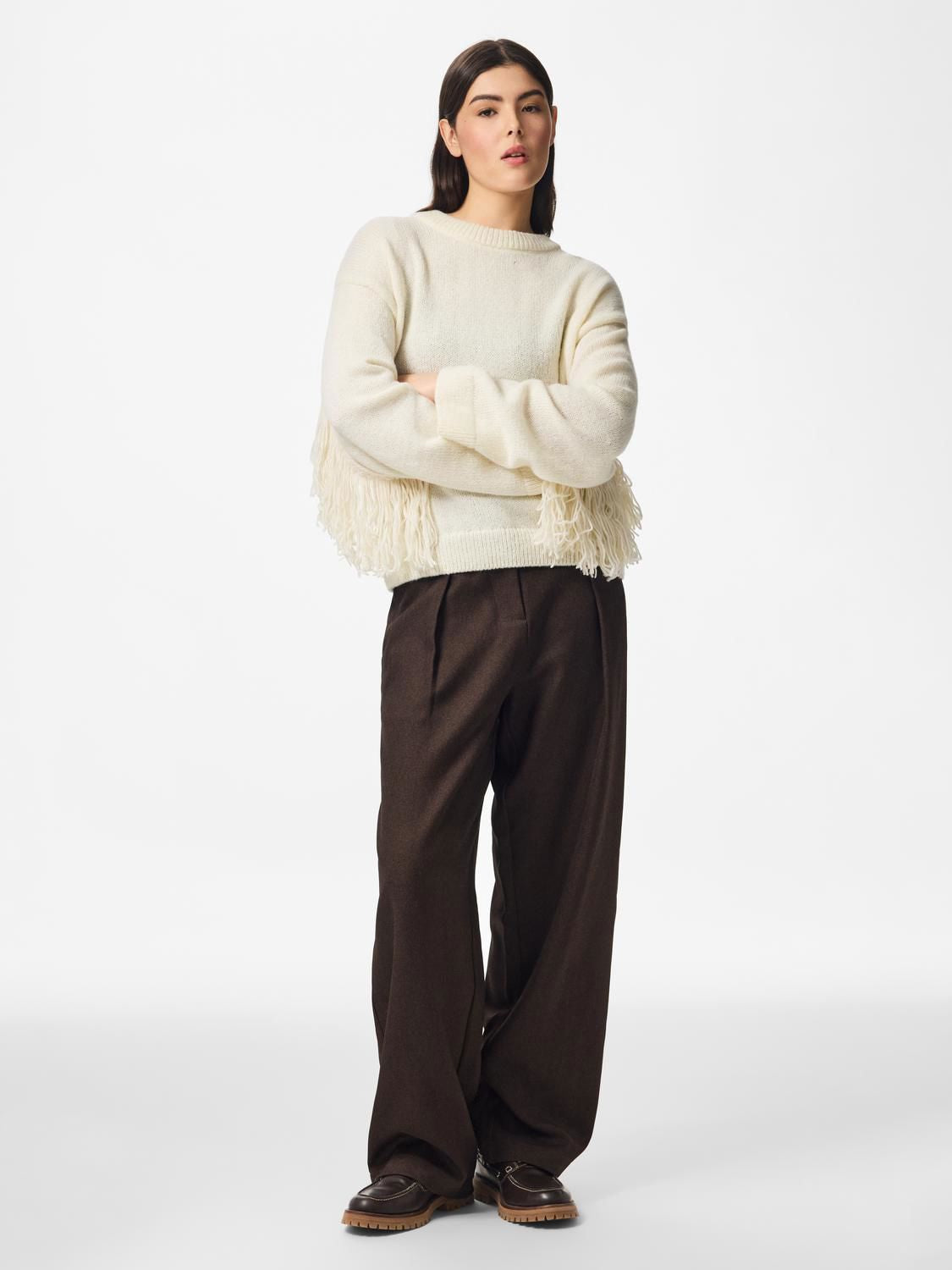Pciva Ls O-Neck Fringes Knit Bc D2d