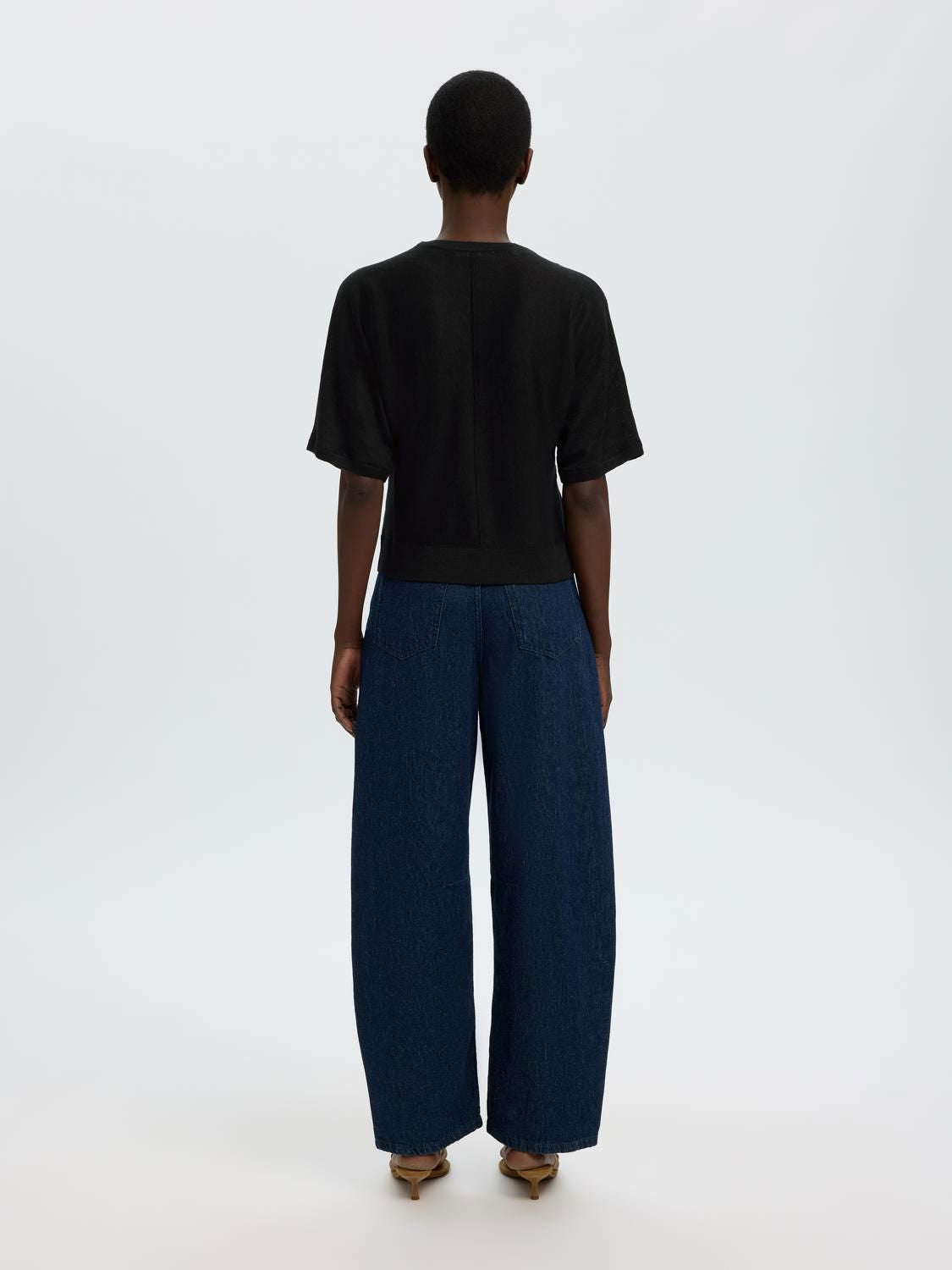 Slfjane Linen 2/4 Bat Knit O-Neck