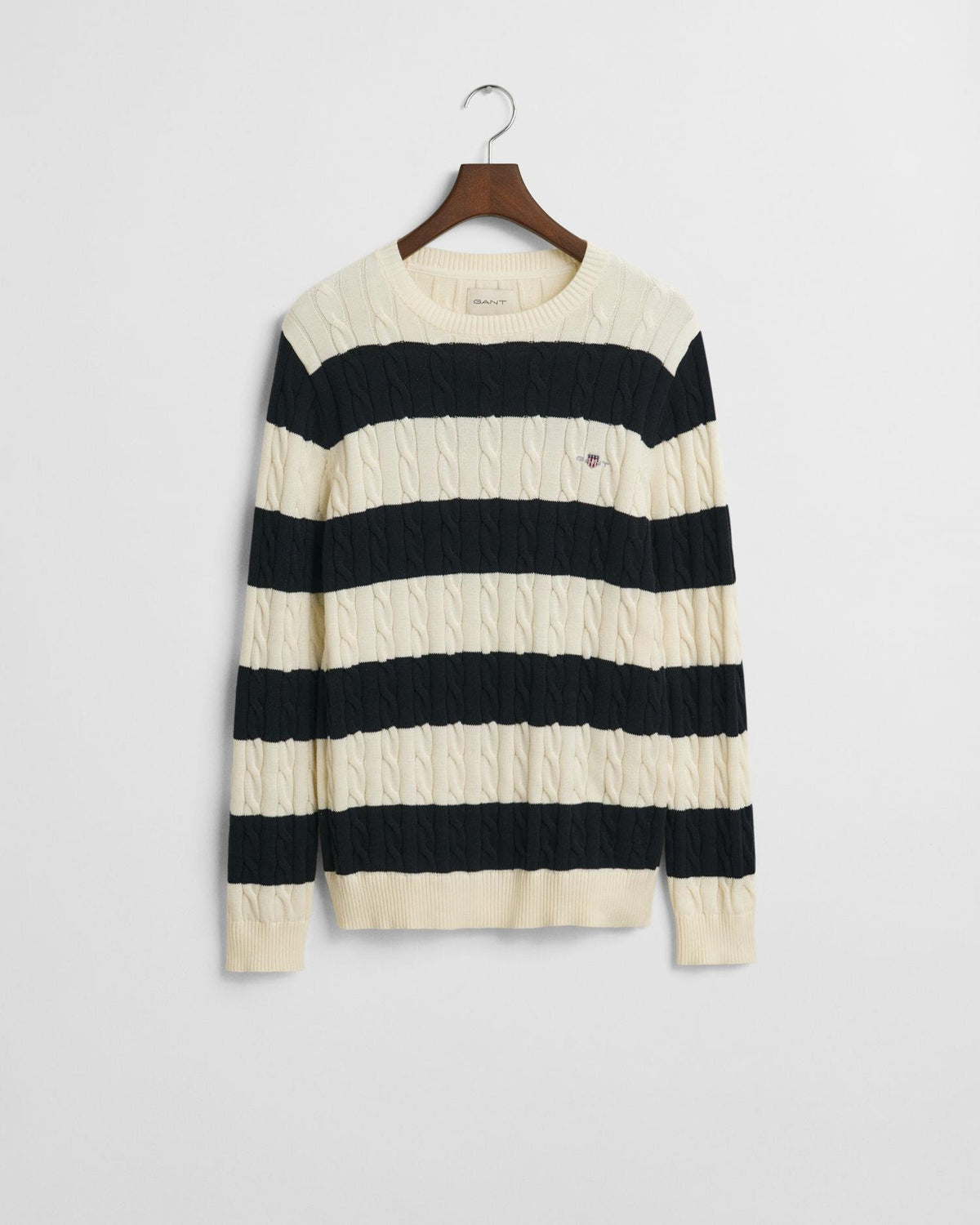 STRIPED COTTON CABLE C-NECK 8050605 EVENING BLUE