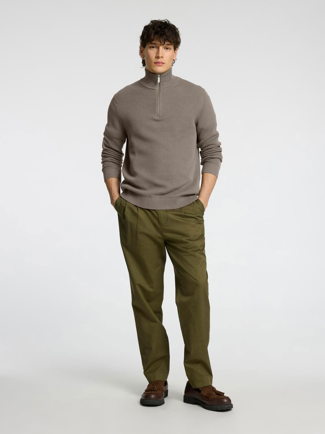 Slmdane Ls Knit Structure Half Zip Noos