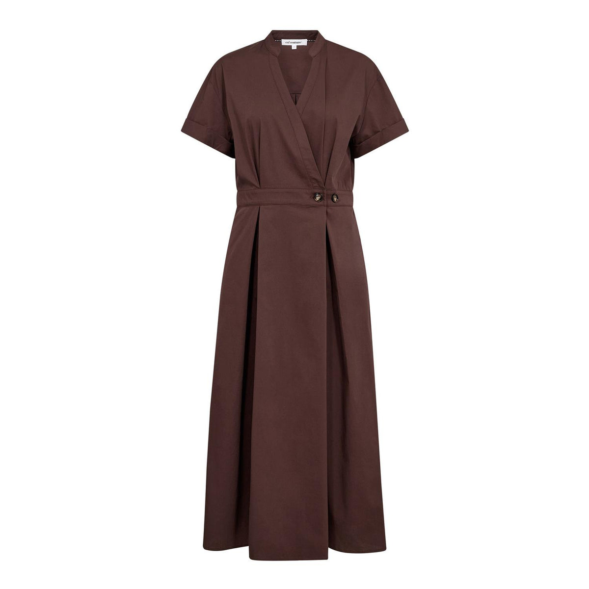 ELARACC WRAP SS DRESS DARK BROWN