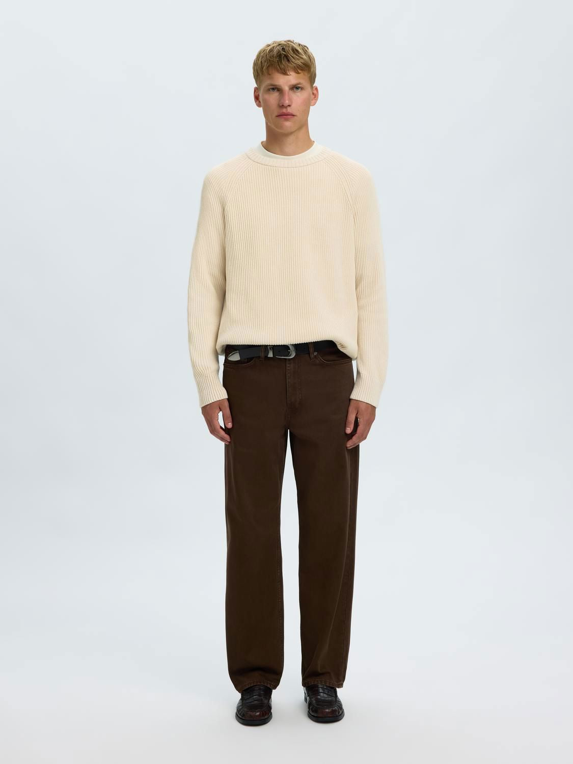 Slmbraun Knit Rlx Rib Crew Neck Noos
