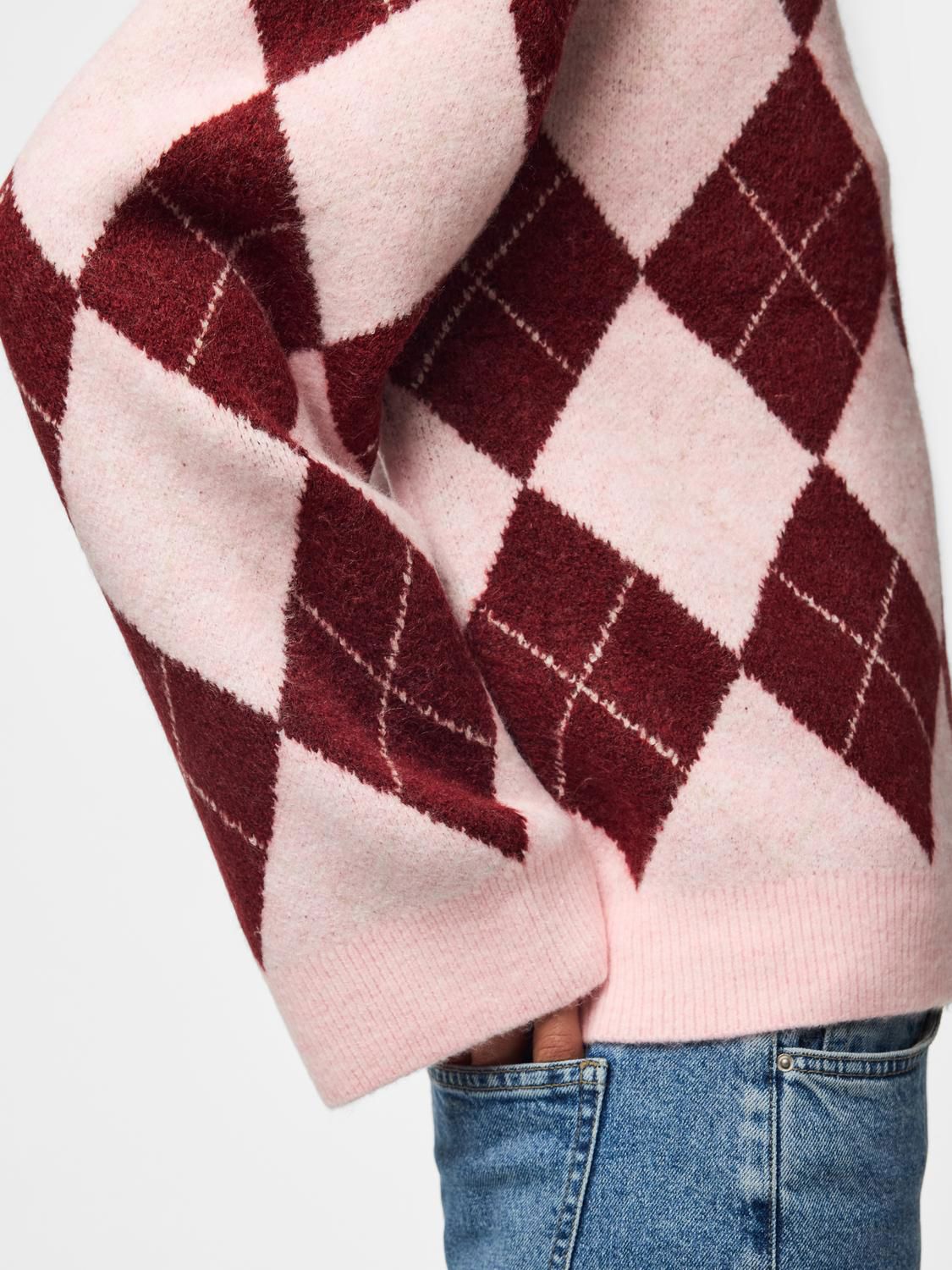 Pcalva Ls Loose O-Neck Check Knit