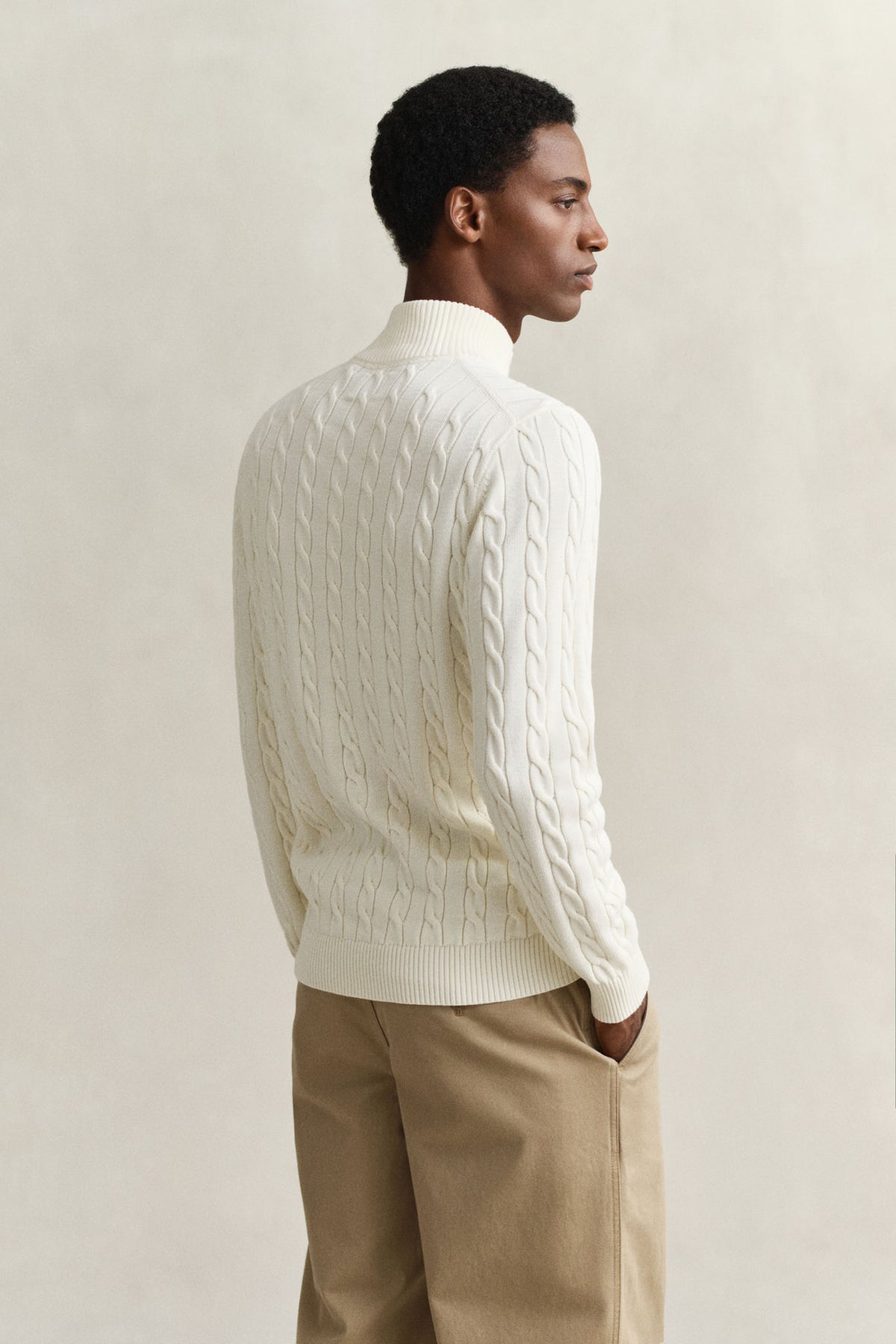 COTTON CABLE HALFZIP 8050603 CREAM
