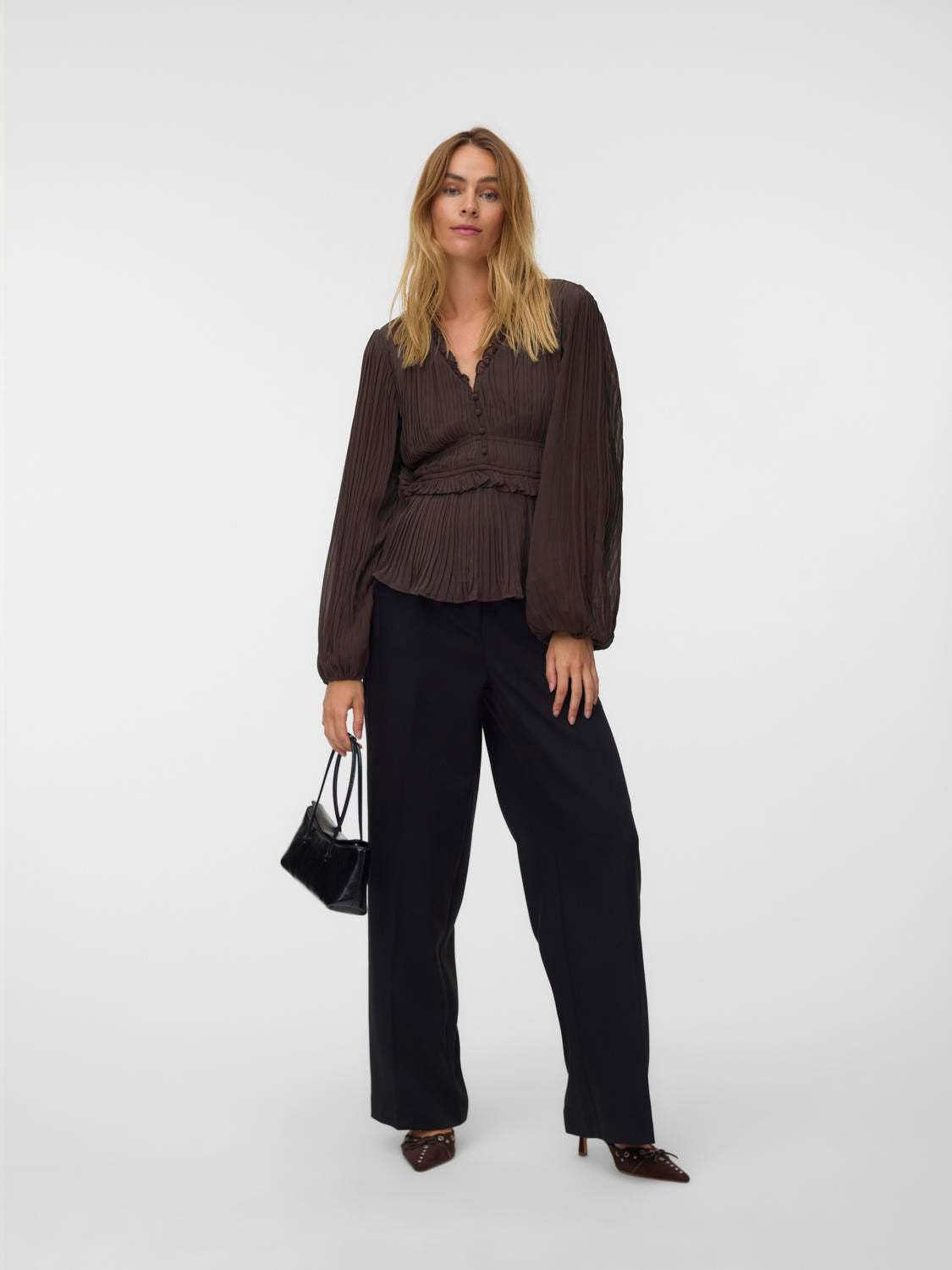 Vmdora Ls Detail Plisse Top Wvn Exp