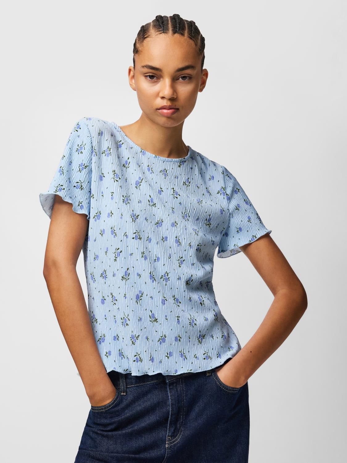Pcflora Ss O-Neck Top Jrs Noos Bc