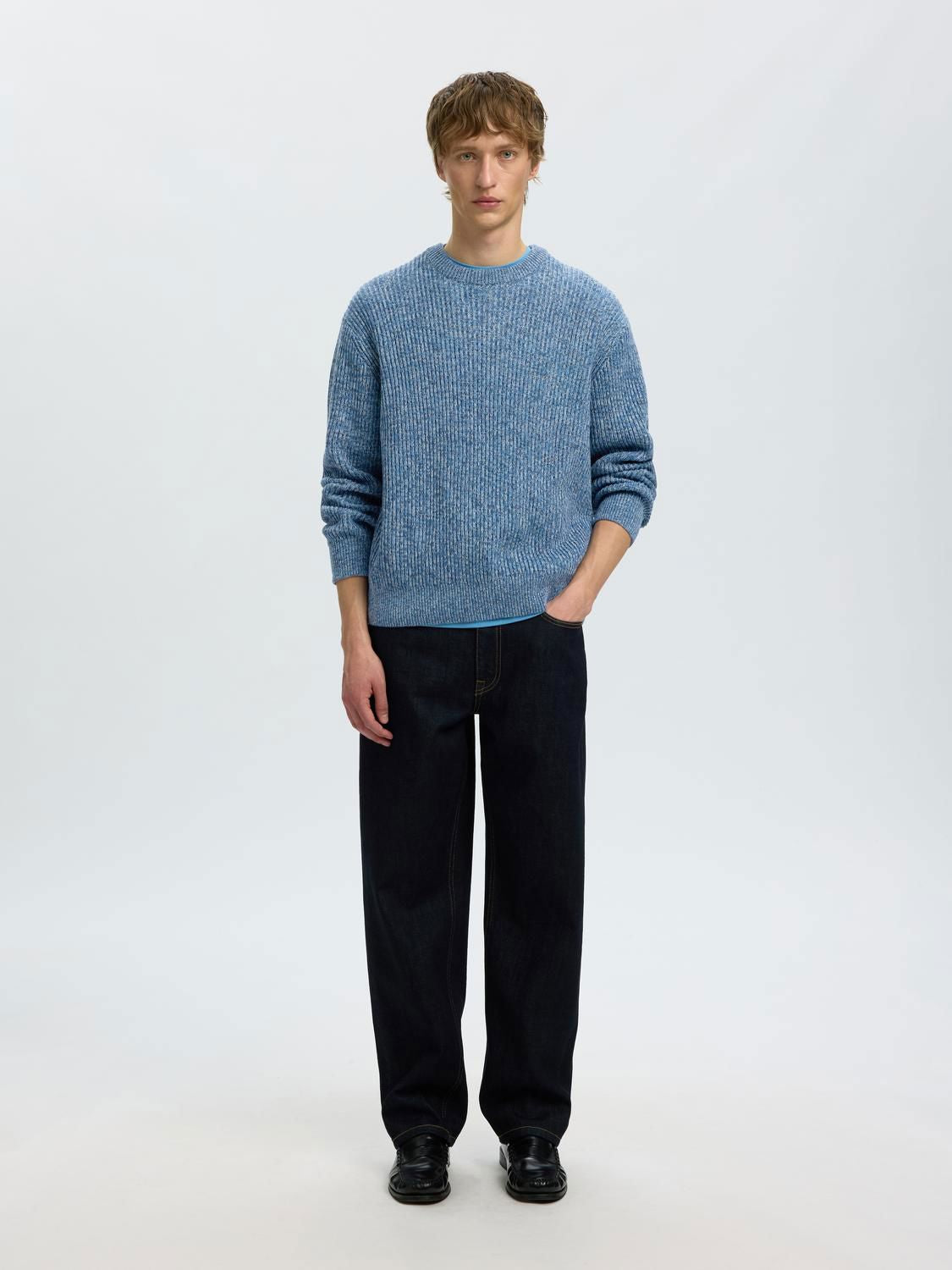 Slmtilum Ls Knit Rlx Crew Neck Noos