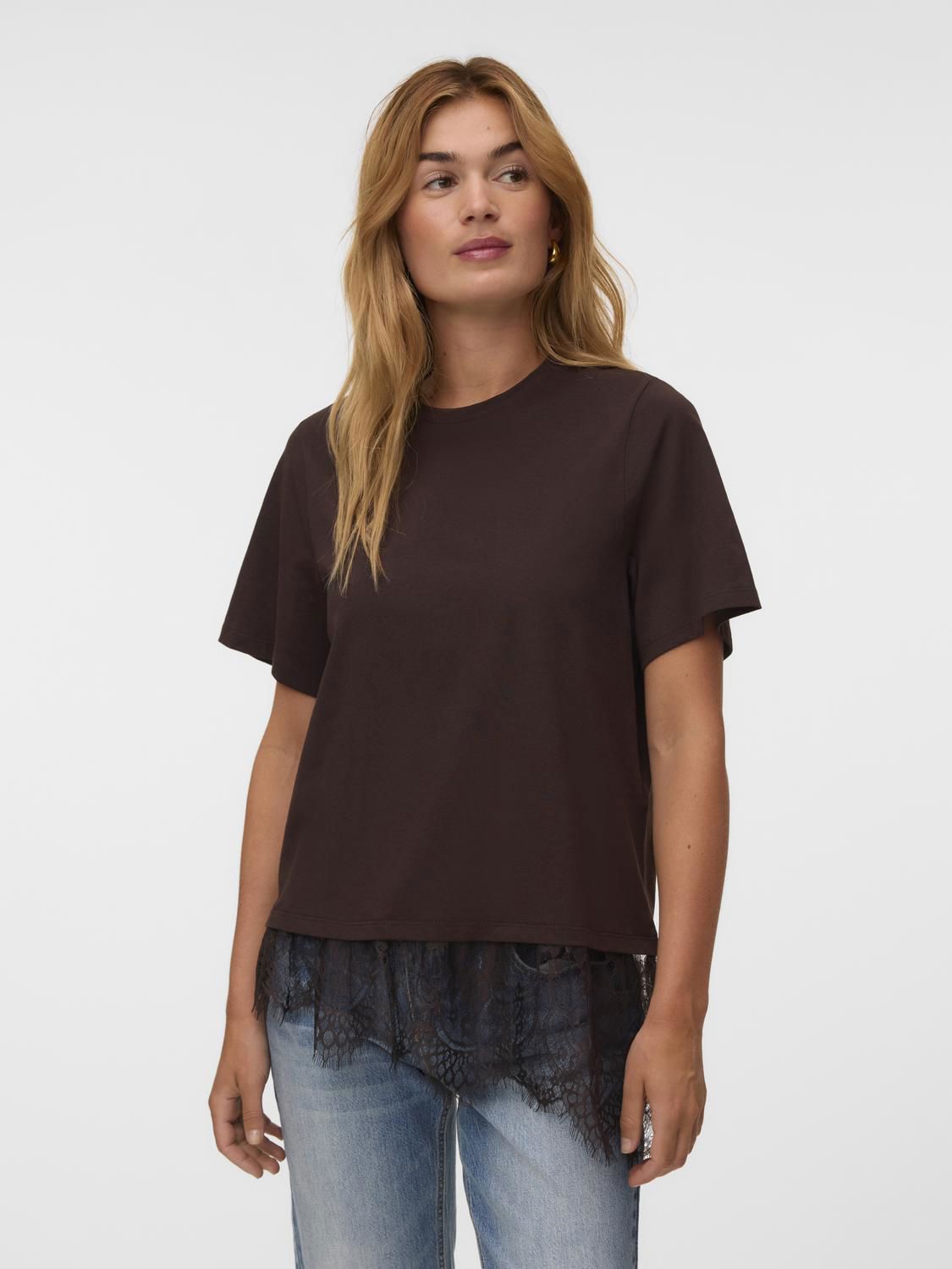 Vmbrit Ss O-Neck Lace T-Shirt Jrs
