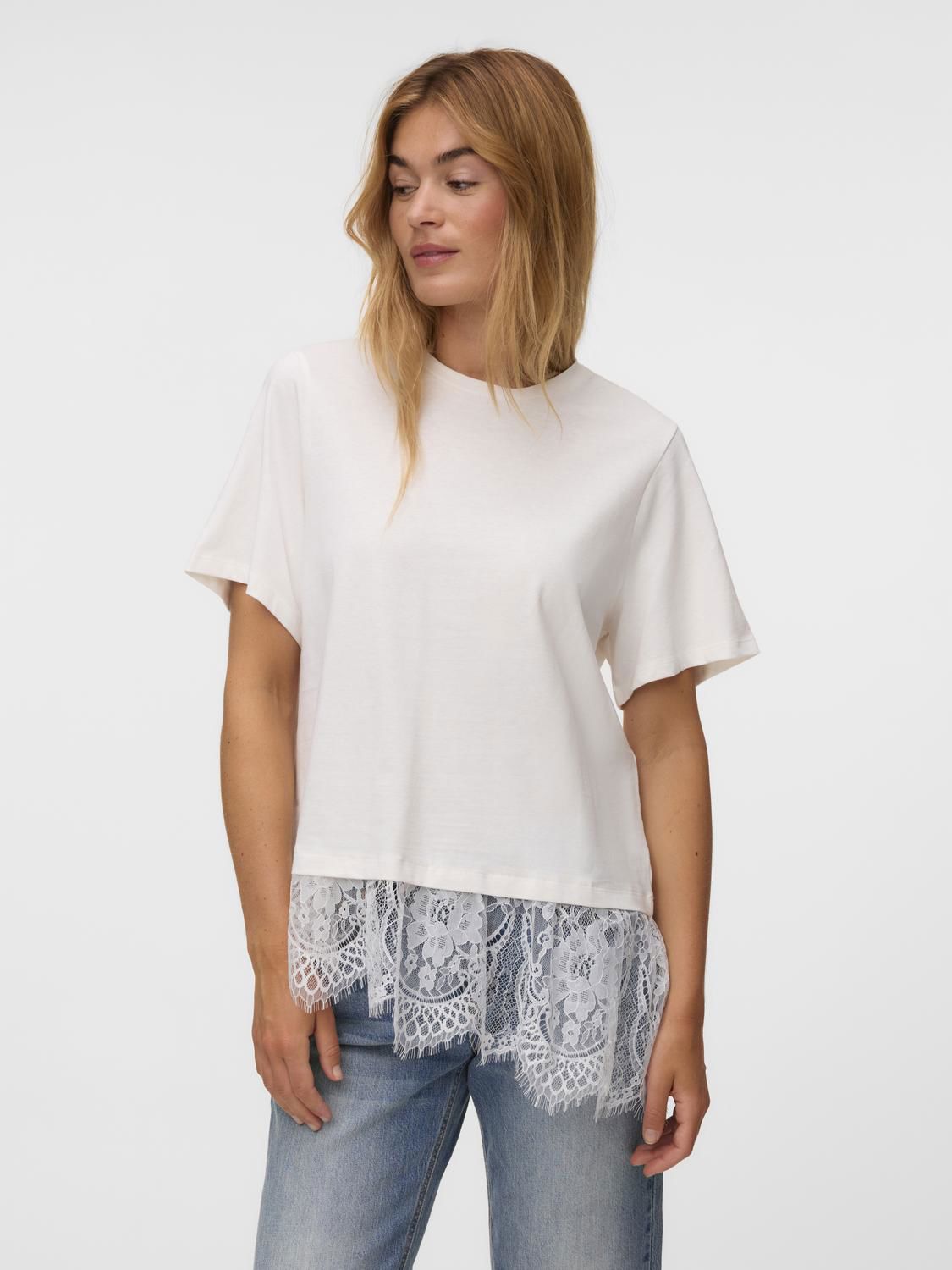 Vmbrit Ss O-Neck Lace T-Shirt Jrs