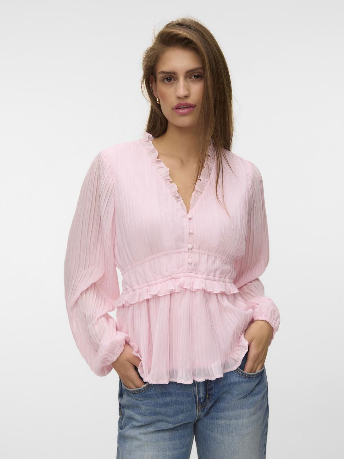 Vmdora Ls Detail Plisse Top Wvn Exp