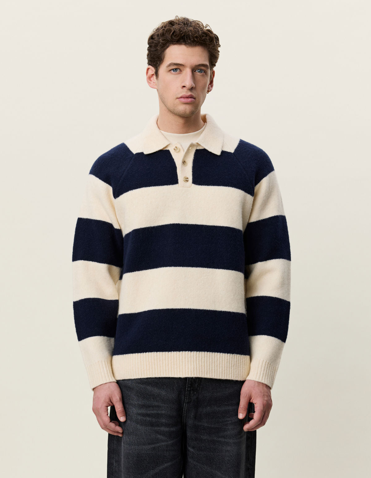 Striped Melange Knitted Polo