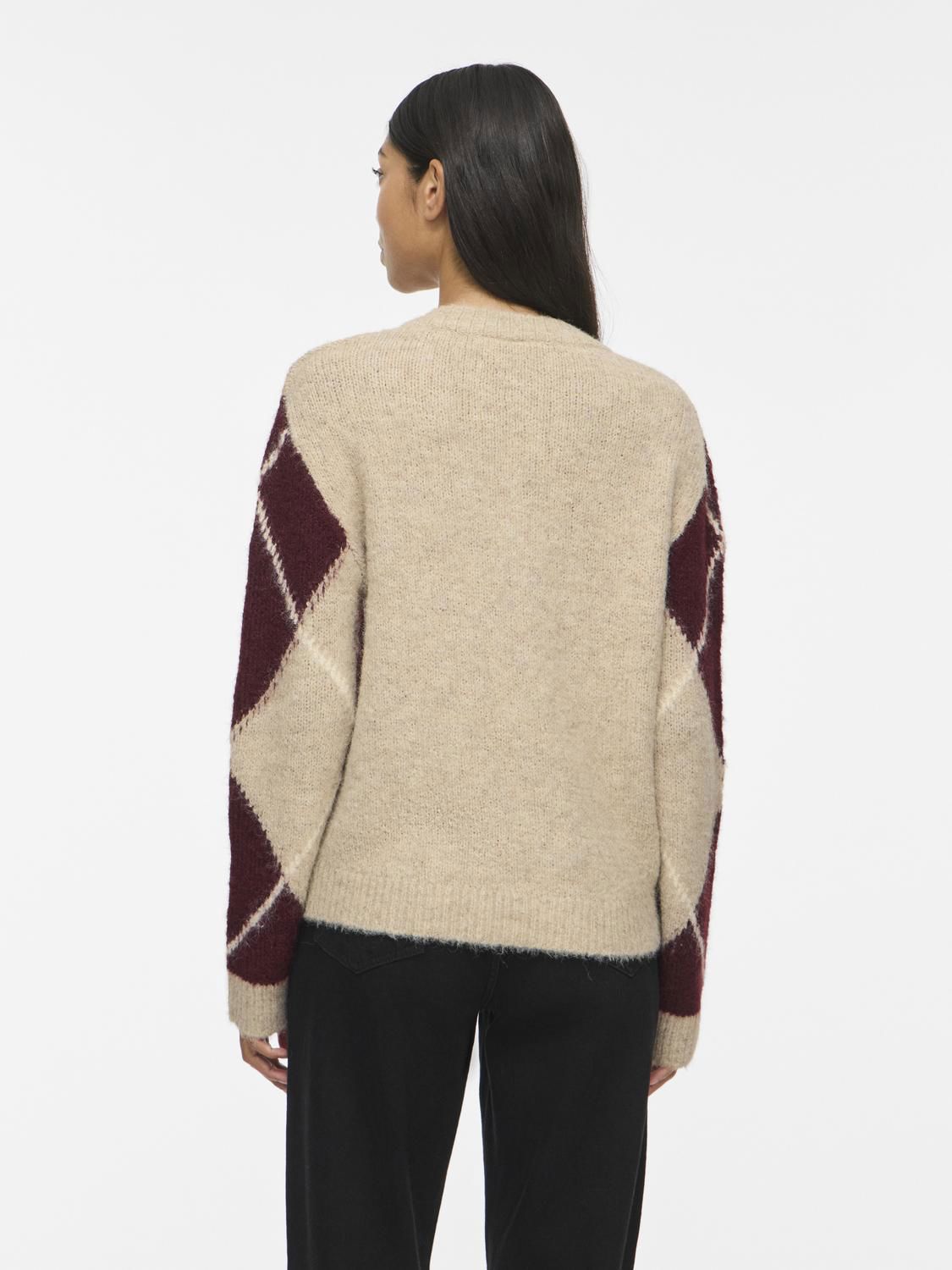 Vitolise V-Neck L/s Check Knit Top/tes