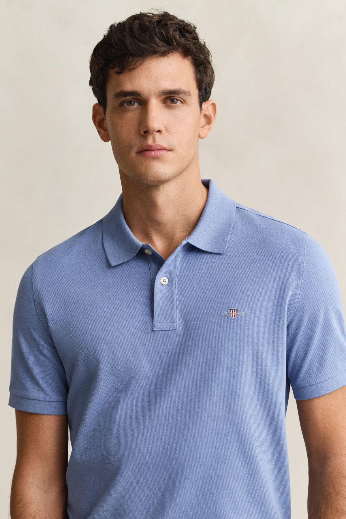 Reg Shield SS Pique Polo Faded Denim