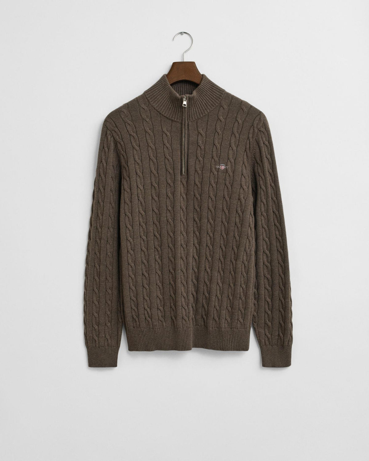 COTTON CABLE HALF ZIP 8050603 SEAWOOD MEL