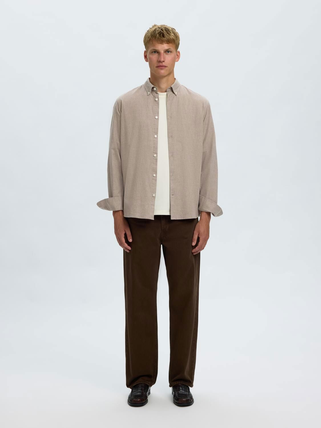 Slmcole-Jay Reg Melange Ls Shirt Noos