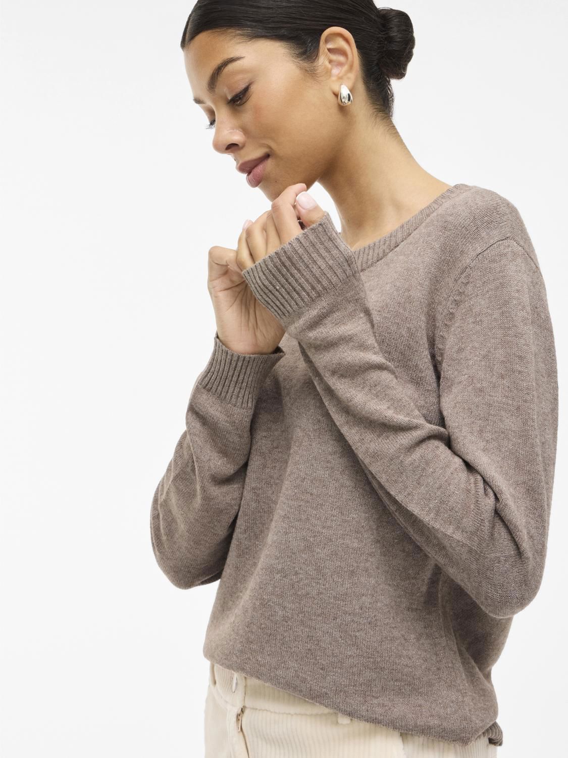 VIRIL O-NECK L/S KNIT TOP NOOS FALCON/MELANGE