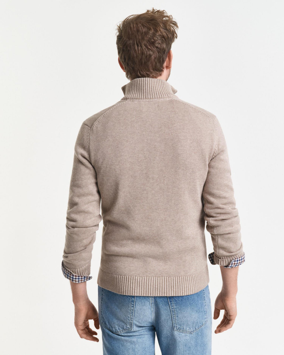 CASUAL COTTON HALF ZIP 8030170 DK SAND MEL