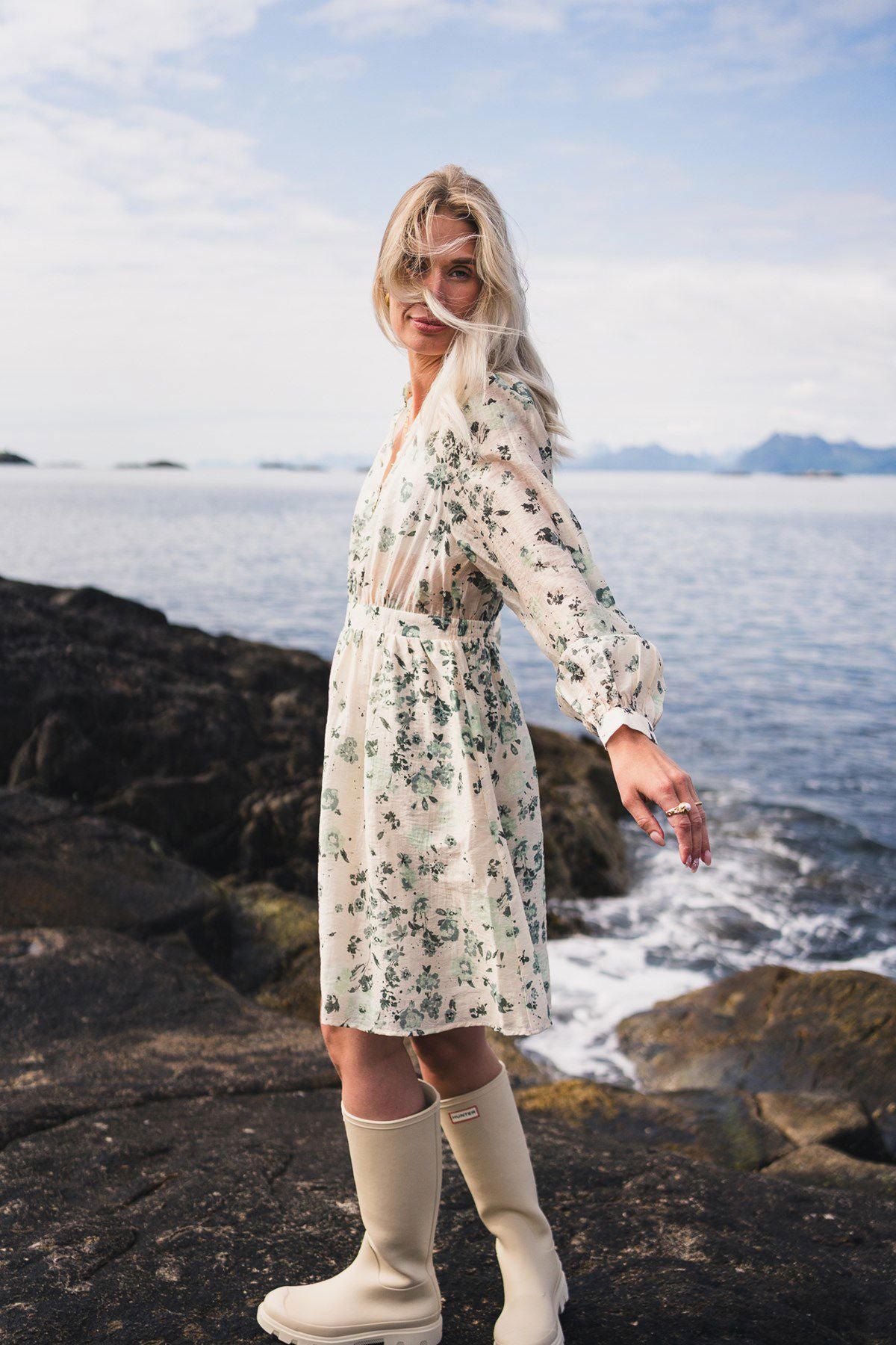 RAUSAnna Dress AOP GREEN TINT FLWR