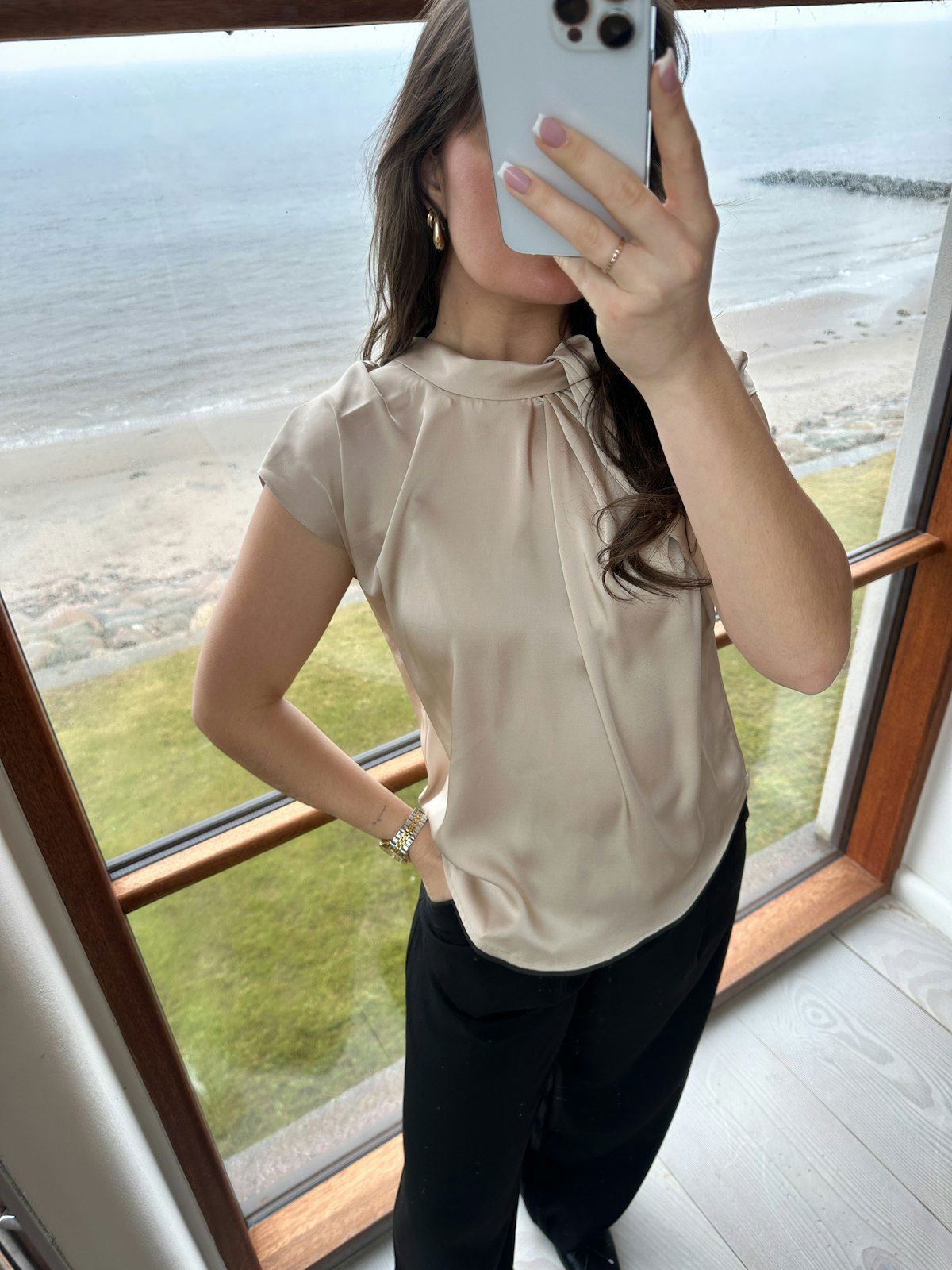Fleur Drapy Satin Blouse