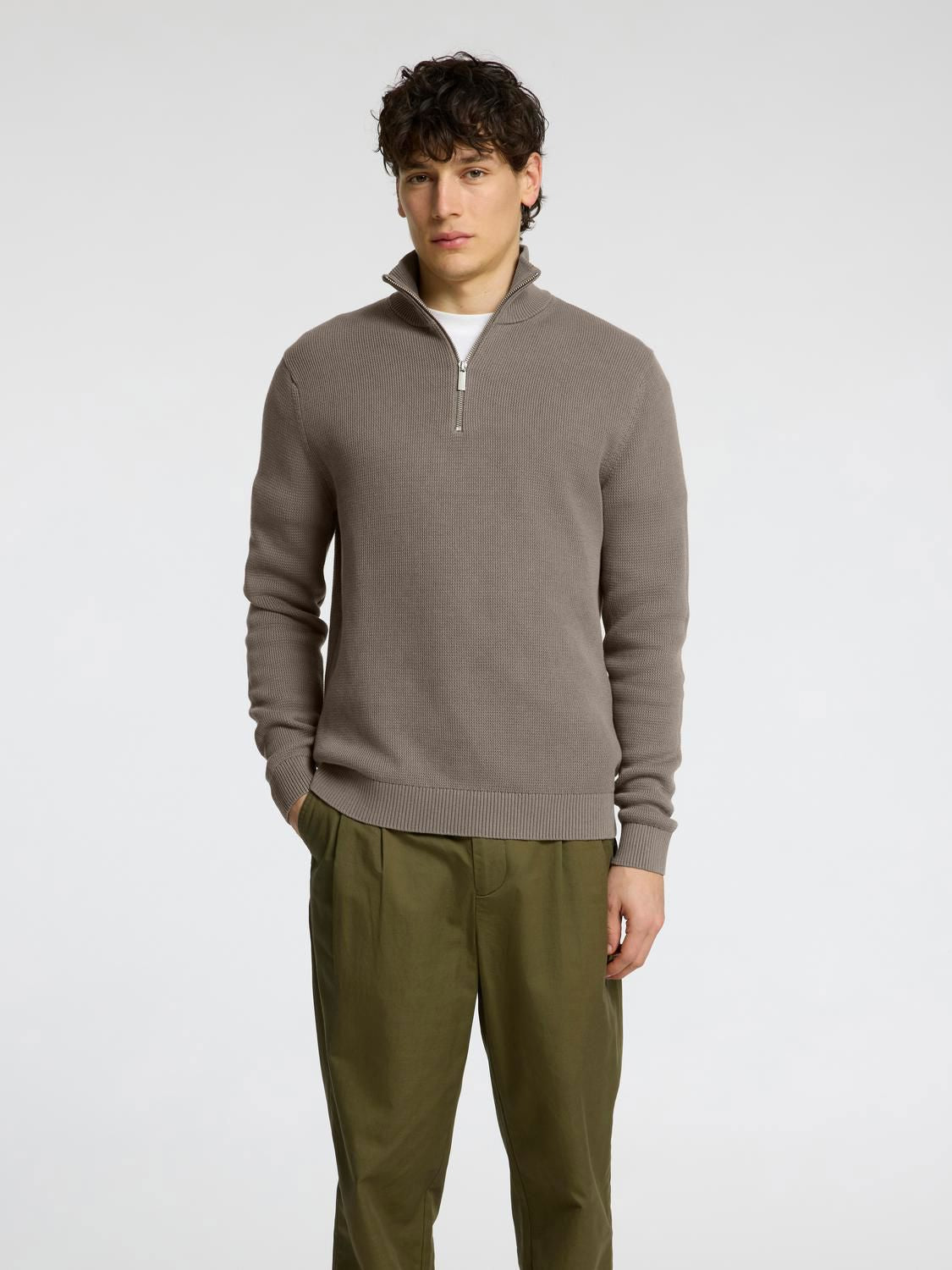 Slmdane Ls Knit Structure Half Zip Noos