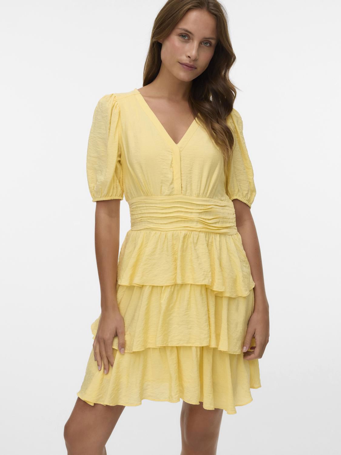 Vmlise 2/4 V-Neck Short Dress Wvn Exp