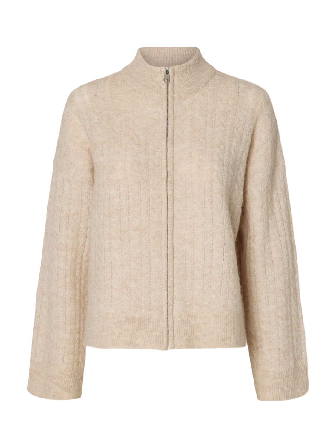 Slwlulu Cable Ls Knit Zipper Cardigan