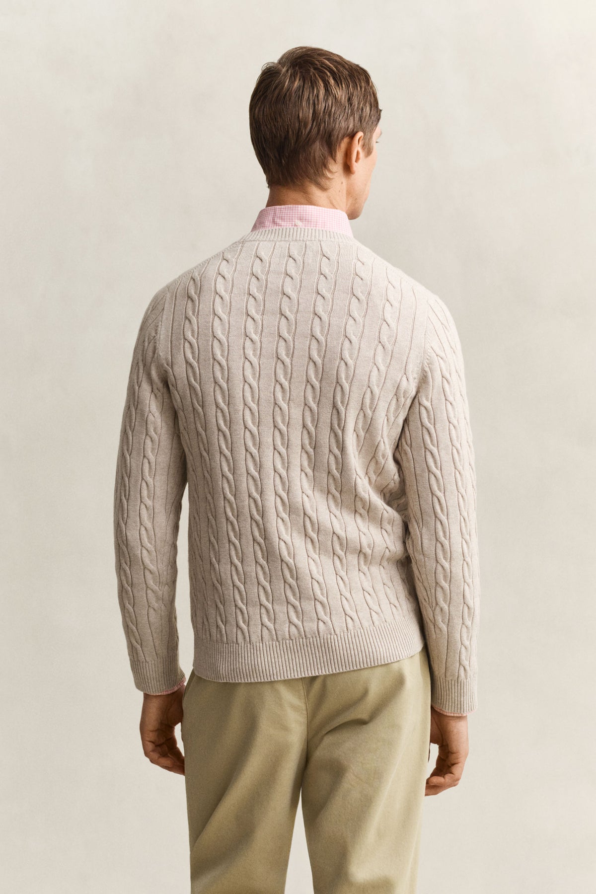 COTTON CABLE C-NECK 8050601 OAT MELANGE