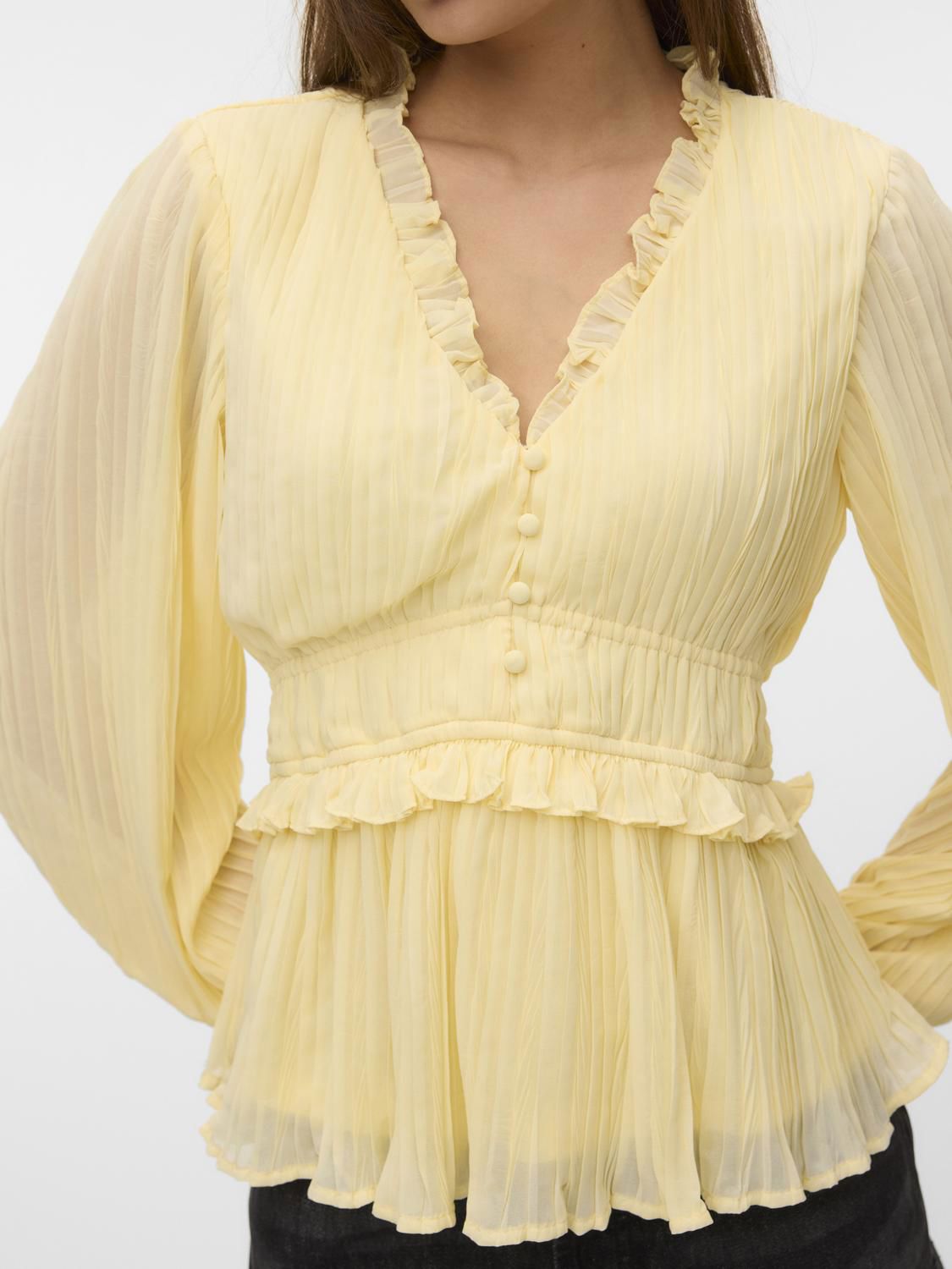 Vmdora Ls Detail Plisse Top Wvn Exp