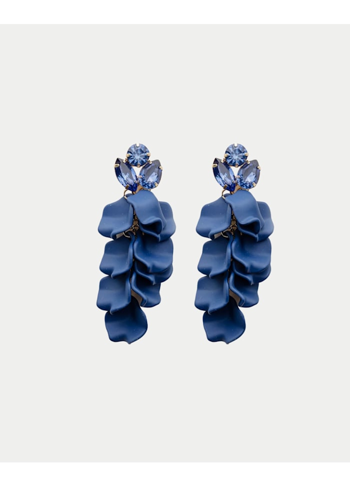 Leaf Stone Earrings Navy