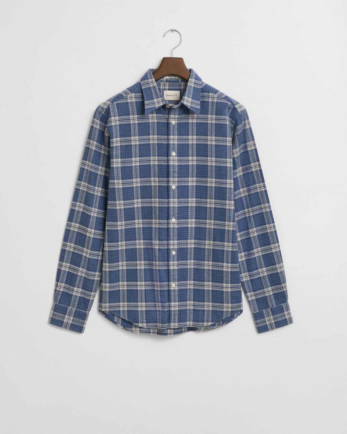 REG FLANNEL MELANGE CHECK SHIRT 3250228 DENIM BLUE