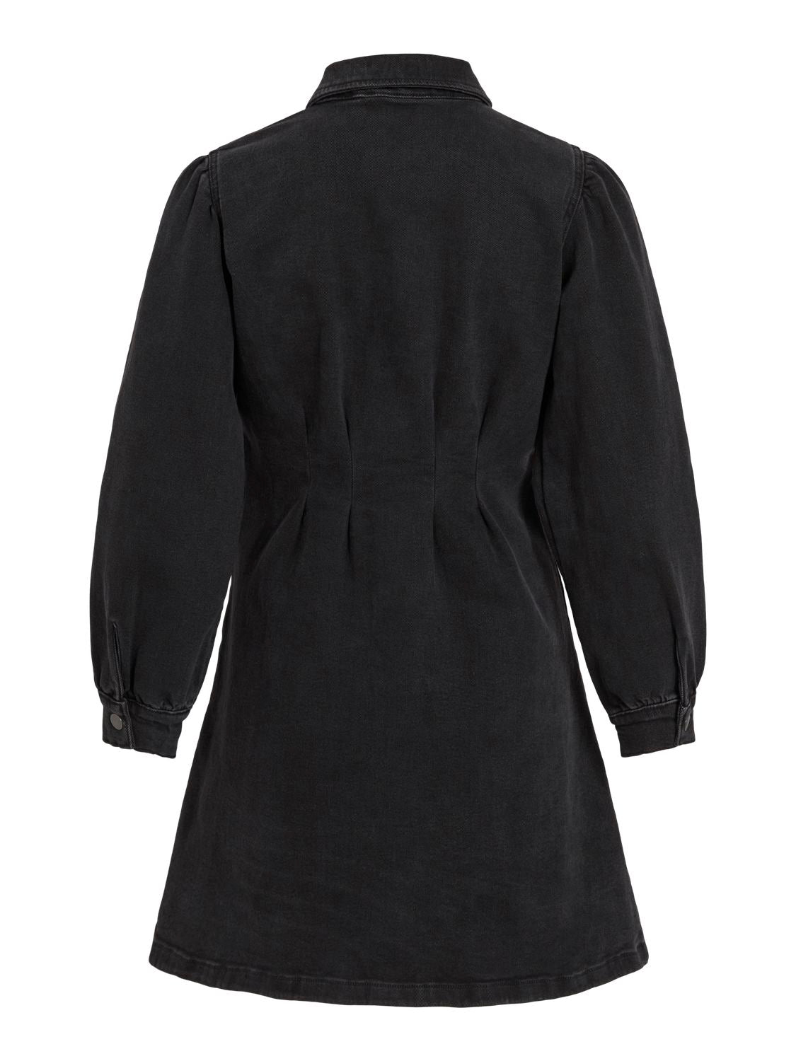 VISOL L/S PLEAT DENIM DRESS BLACK/LN Black Denim