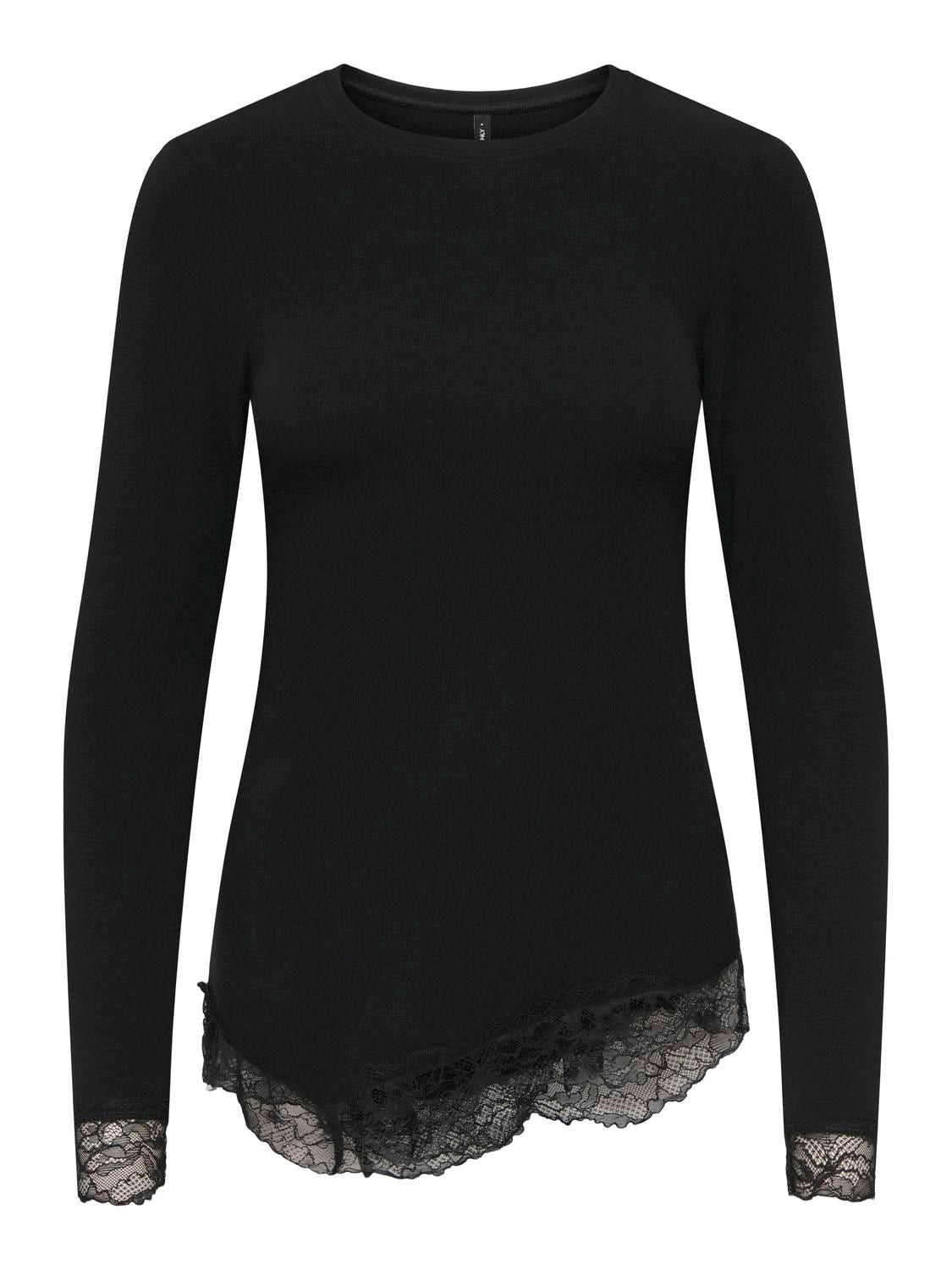 Onlglamour L/s Lace Detail Top Jrs