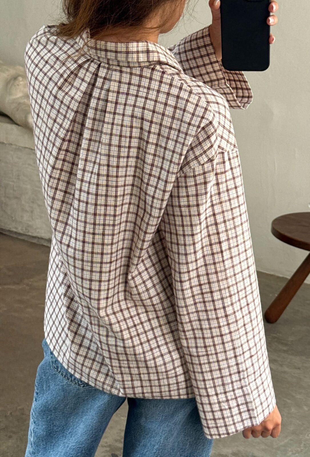 Tinsi check shirt Bordeaux/Beige