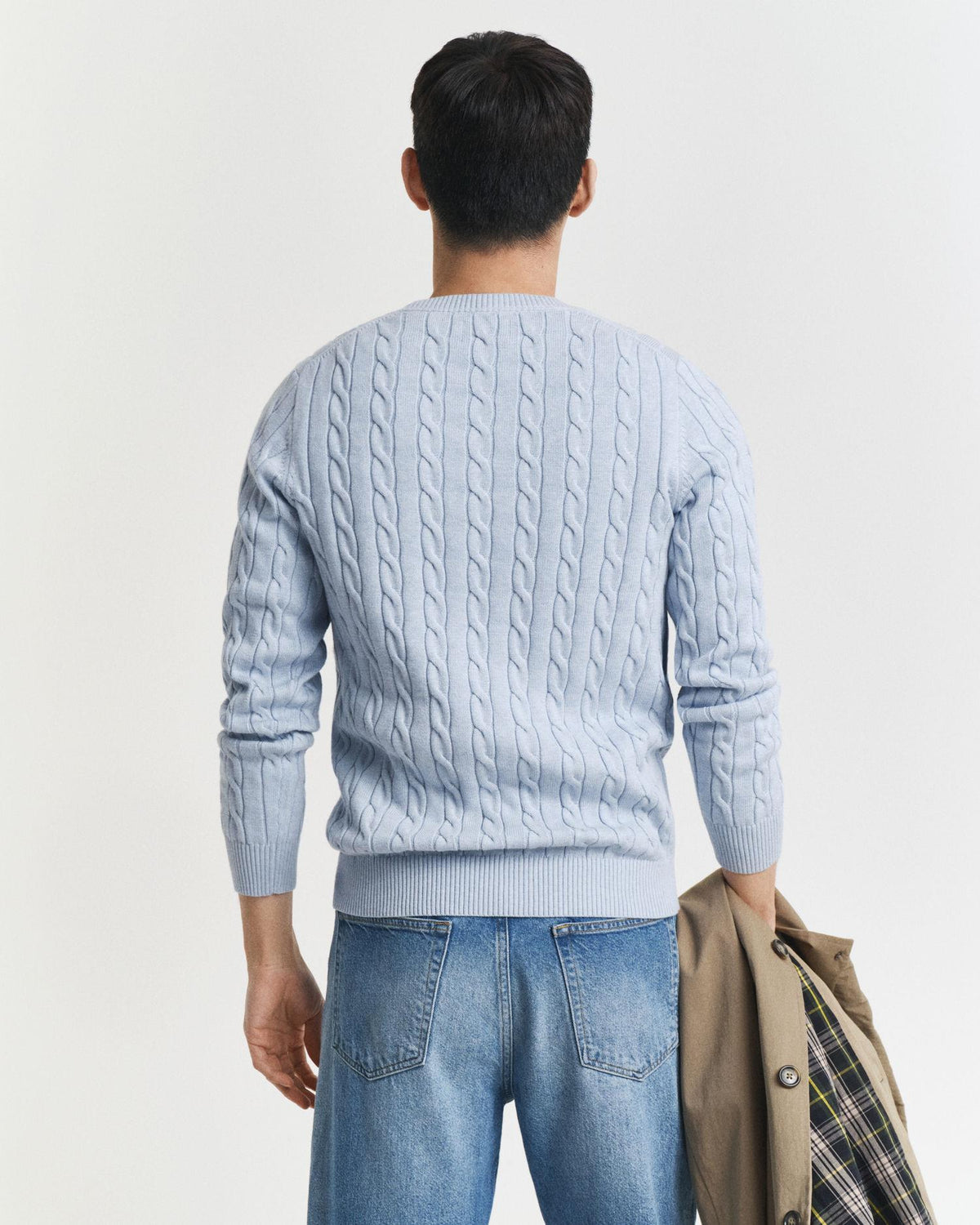 COTTON CABLE C-NECK 8050601 ICE BLUE MELANGE