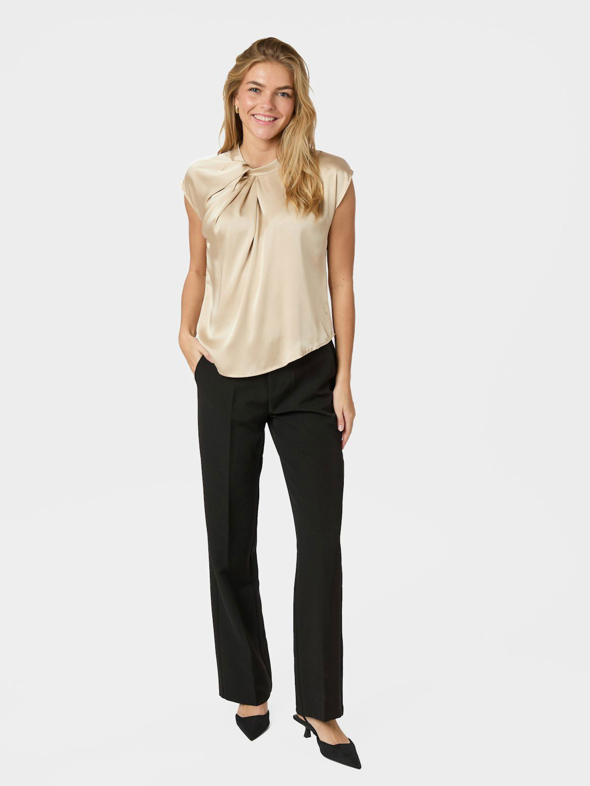 Fleur Drapy Satin Blouse