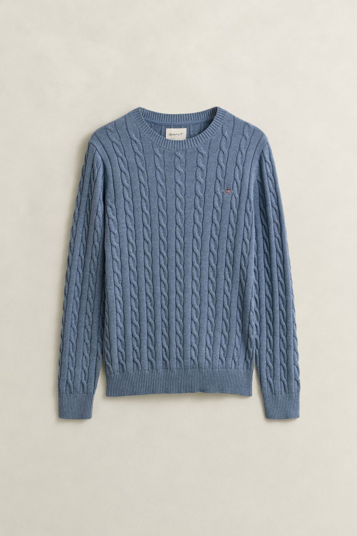 COTTON CABLE C-NECK 8050601 FADED DENIM