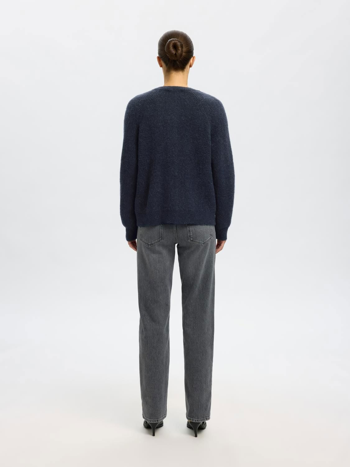 SLFLULU LS KNIT SHORT CARDIGAN B NOOS DARK SAPPHIRE/MELANGE