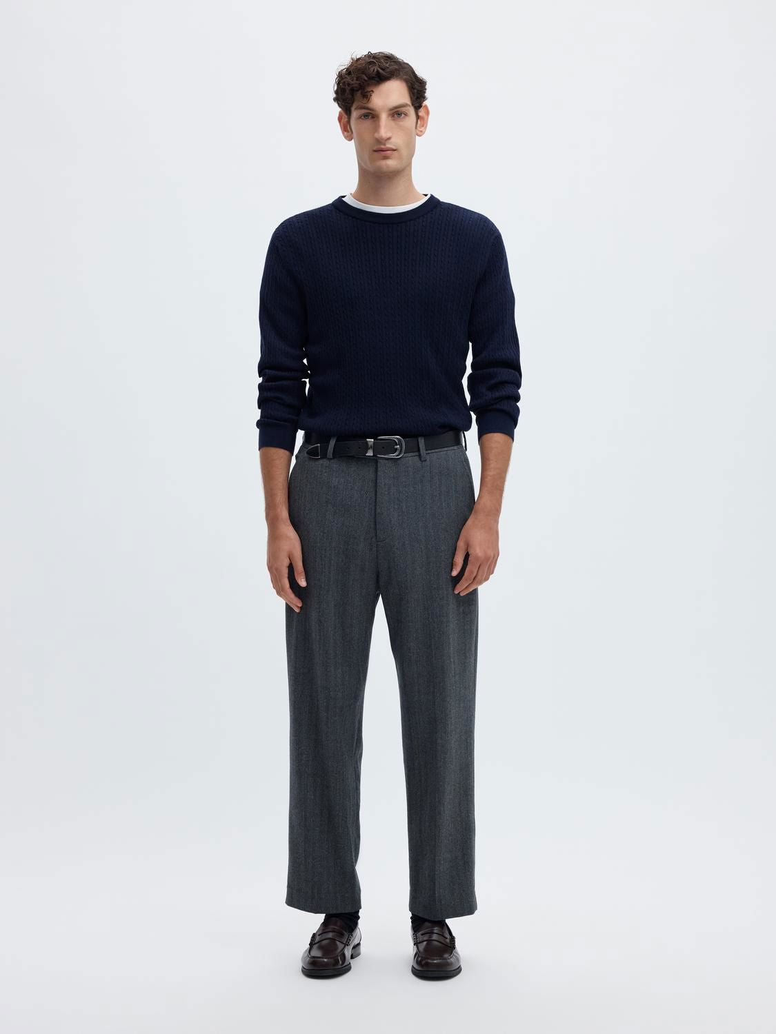 Slmtray Ls Knit Merino Cable Crew Noos