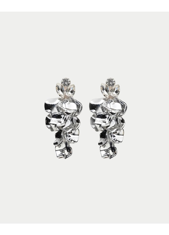 Leaf Stone Earrings Silver