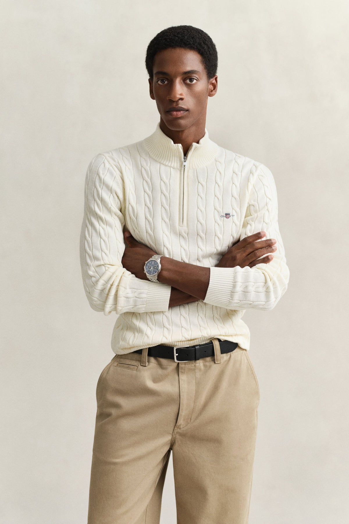 COTTON CABLE HALFZIP 8050603 CREAM