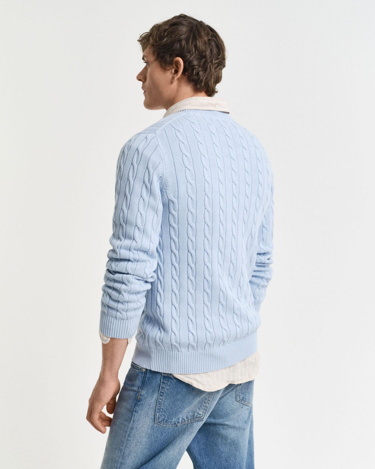 COTTON CABLE C-NECK 8050601 BLUE