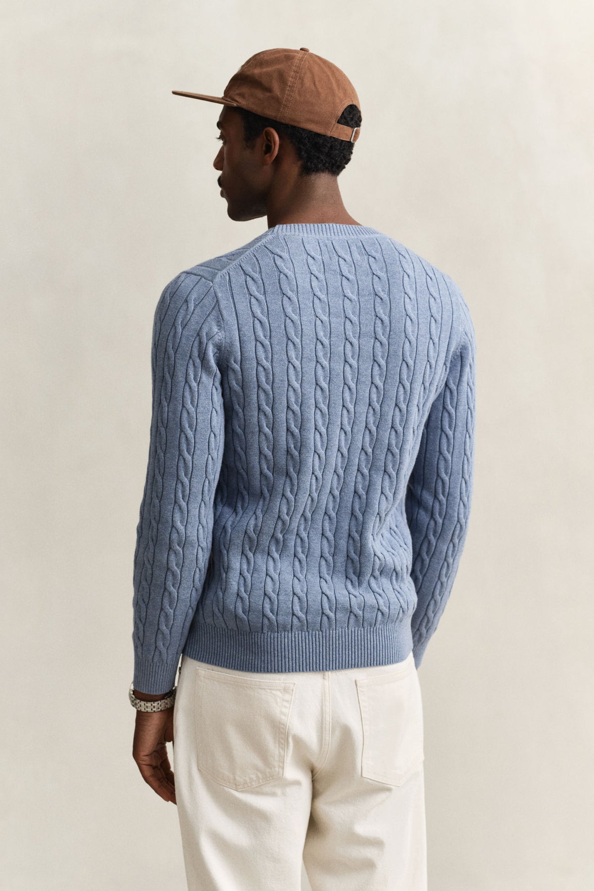 COTTON CABLE C-NECK 8050601 FADED DENIM