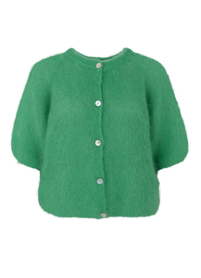 BCBJOERK PATENT KNIT CARDIGAN GREEN
